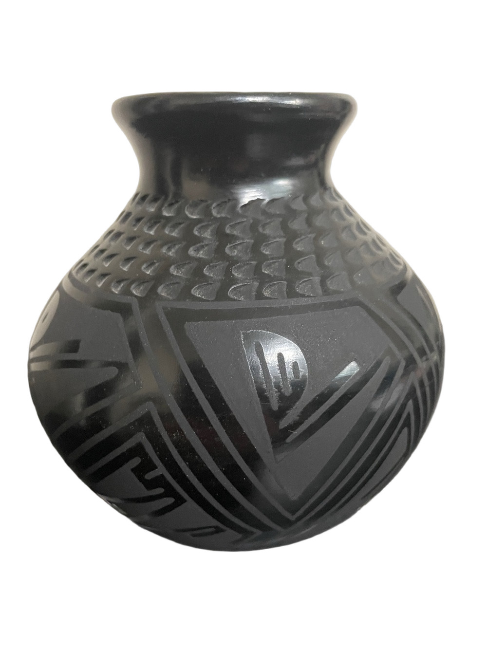 Mata Ortiz Blackware Pottery Vase by Tomasa Mora